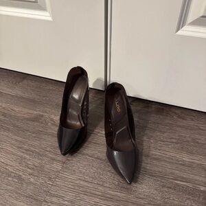 Aldo Black Pointed Toe Patent Heels